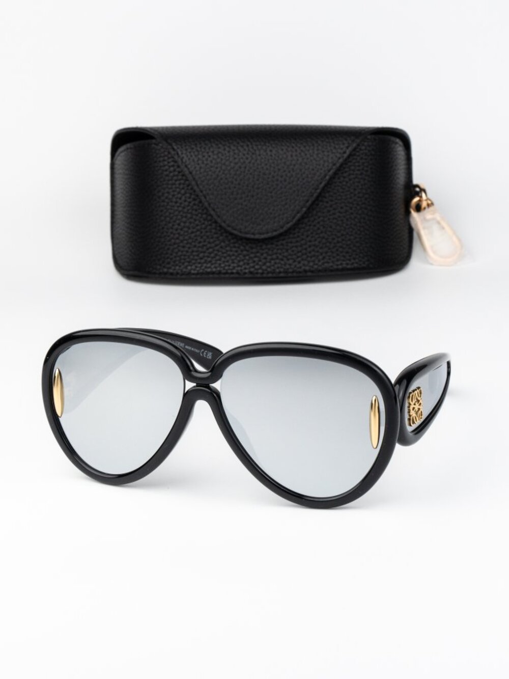 Loewe X PAULA'S IBIZA Men Sunglasses Black Silver Mirror Wave Pilot LW40132I 01C